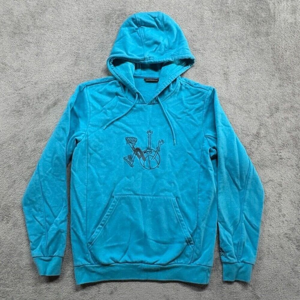 Adidas Basketball Club Pullover Hoodie Mens Medium Turquoise Graphic